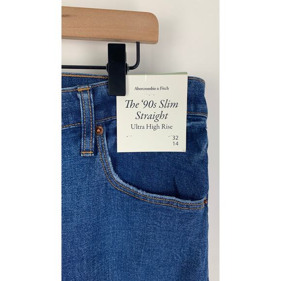Abercrombie Ultra High Rise 90s Slim Straight Jeans Womens Size 32 / 14 New - Picture 8 of 13